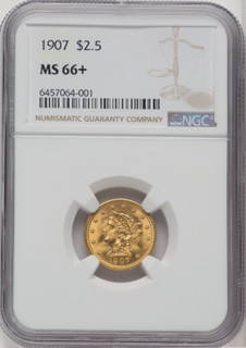 1907 $2.50 Liberty Quarter Eagle NGC MS66+