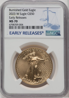 2023-W One-Ounce Gold Eagle Burnished First Strike NGC MS70