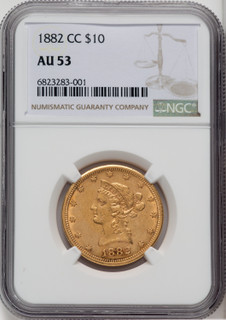 1882-CC $10 Liberty Eagle NGC AU53