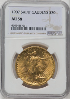 1907 $20 Saint Saint-Gaudens Double Eagle NGC AU58