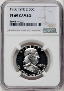 1956 50C Type 2 CA Proof Franklin Half Dollar NGC PR69