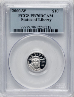 2000-W 1/10 Ounce Platinum American Eagle PCGS PR70