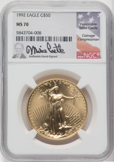 1992 $50 One-Ounce Gold Eagle NGC MS70