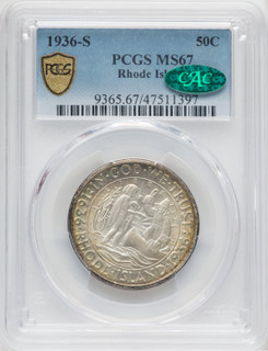 1936-S 50C Rhode Island CAC Commemorative Silver PCGS MS67