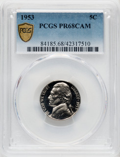 1953 5C CA Proof Jefferson Nickel PCGS PR68