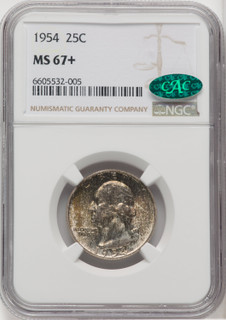 1954 25C CAC Washington Quarter NGC MS67+