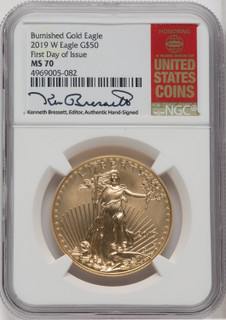 2019-W $50 One-Ounce Gold Eagle First Day of Issue NGC MS70