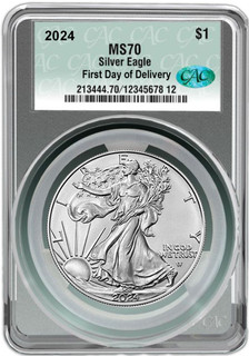 2024 American Silver Eagle First Day Delivery CAC MS70