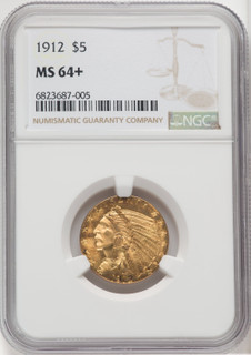 1912 $5 Indian Half Eagle NGC MS64+