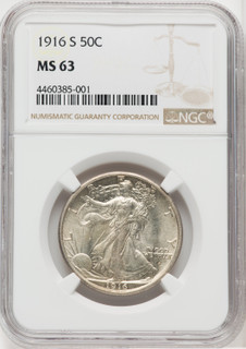 1916-S 50C Walking Liberty Half Dollar NGC MS63