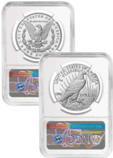2023-S Morgan Peace Dollar 2-Coin Reverse Proof Set Advanced NGC PF70 Harrigal