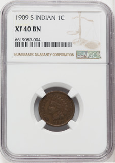 1909-S 1C Indian BN Indian Cent NGC XF40