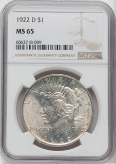 1922-D $1 Peace Dollar NGC MS65