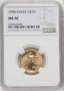 1998 $10 Quarter-Ounce Gold Eagle Brown Label NGC MS70