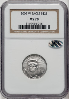 2007-W $25 Quarter-Ounce Platinum Eagle Burnished Brown Label NGC MS70