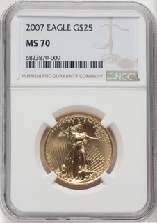 2007 $25 Half-Ounce Gold Eagle Brown Label NGC MS70