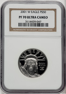 2001-W $50 Half-Ounce Platinum Eagle Brown Label NGC PF70