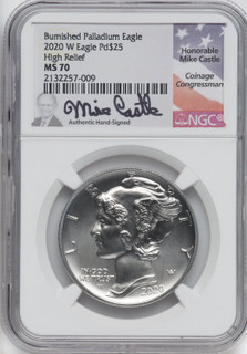 2020-W $25 Palladium Mike Castle Signature NGC MS70