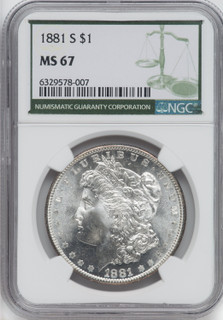 1881-S $1 Green Label Morgan Dollar NGC MS67