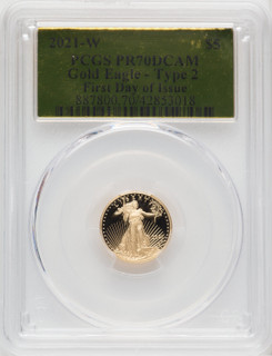 2021-W Type 2 Gold American Eagle Gold Foil PCGS PR70