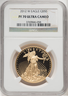 2012-W $50 One-Ounce Gold Eagle Brown Label NGC PF70