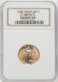 2000 $10 Quarter-Ounce Gold Eagle Brown Label NGC MS70