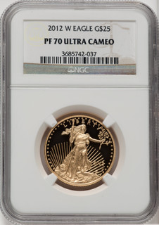 2012-W $25 Half-Ounce Gold Eagle Brown Label NGC PF70