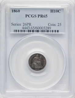 1860 H10C Proof Seated Half Dime PCGS PR65