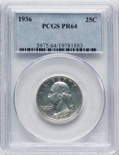 1936 25C Proof Washington Quarter PCGS PR64