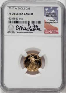 2016-W Gold American Eagle Mike Castle Signature NGC PF70