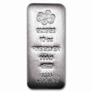 10 Oz Silver Cast Bar .999 PAMP Suisse Serialized