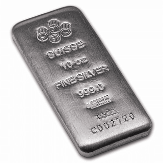 10 Oz Silver Cast Bar .999 PAMP Suisse Serialized