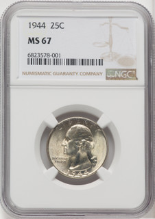 1944 25C Washington Quarter NGC MS67