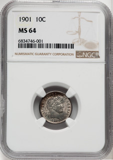 1901 10C Barber Dime NGC MS64