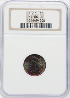 1887 1C RB Indian Cent NGC MS66