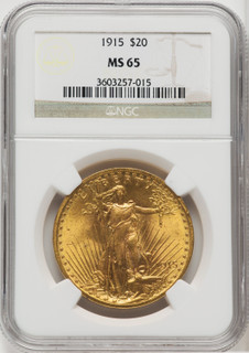 1915 $20 Saint-Gaudens Double Eagle NGC MS65