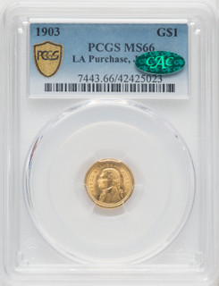1903 G$1 JEFF CAC Commemorative Gold PCGS MS66