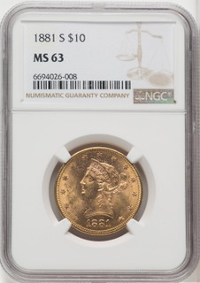 1881-S $10 Liberty Eagle NGC MS63