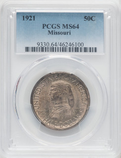 1921 50C Missouri Commemorative Silver PCGS MS64