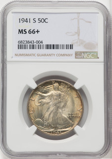 1941-S 50C Walking Liberty Half Dollar NGC MS66+