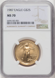 1987 $25 Half-Ounce Gold Eagle Brown Label NGC MS70