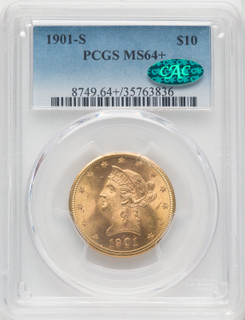 1901-S $10 CAC Liberty Eagle PCGS MS64+