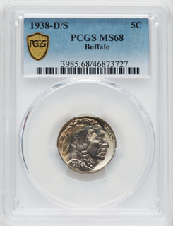 1938-D/S 5C Buffalo Buffalo Nickel PCGS MS68