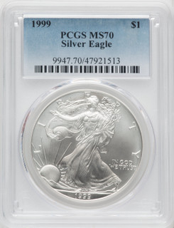1999 S$1 Silver Eagle PCGS MS70