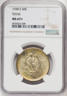 1938-S 50C Texas Commemorative Silver NGC MS67+