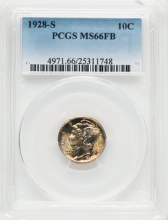 1928-S 10C FB Mercury Dime PCGS MS66