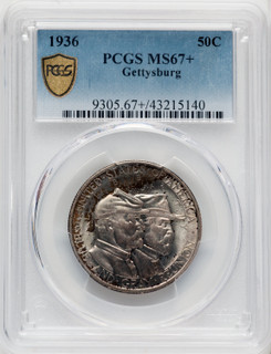 1936 50C Gettysburg Commemorative Silver PCGS MS67+