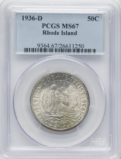 1936-D 50C Rhose Island Commemorative Silver PCGS MS67