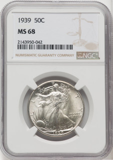 1939 50C Walking Liberty Half Dollar NGC MS68