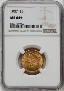 1907 $5 Liberty Half Eagle NGC MS64+